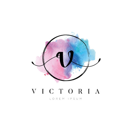 Simple Elegant Water Color Letter Type V Logo Sign Symbol Iconのイラスト素材