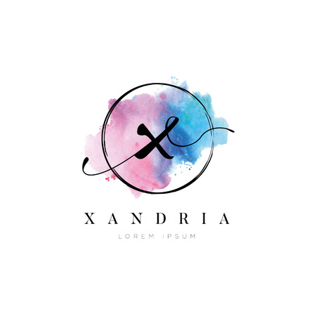 Simple Elegant Water Color Letter Type X Logo Sign Symbol Iconのイラスト素材