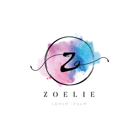 Simple Elegant Water Color Letter Type Z Logo Sign Symbol Iconのイラスト素材