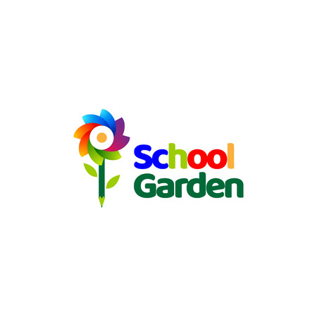 Playful Colorful Abstract Flower Kids Kindergarten Logo Sign Symbol Iconのイラスト素材