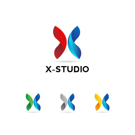 Abstract Colorful Dynamic X Logo Sign Symbol Iconのイラスト素材