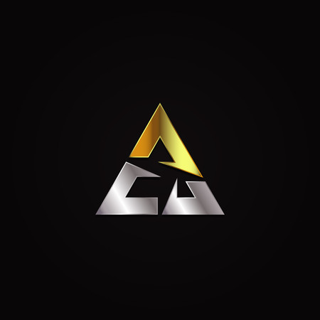Luxury Elegant Silver Gold Triangle Logo Symbolのイラスト素材