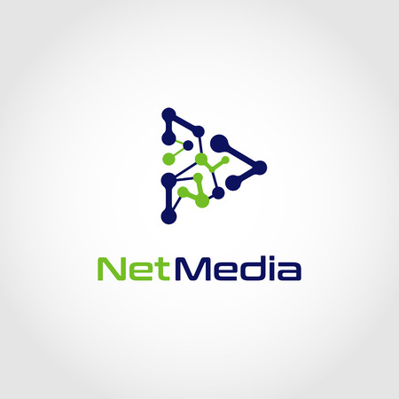 Net Media Network Play Button Logo Design Symbolのイラスト素材