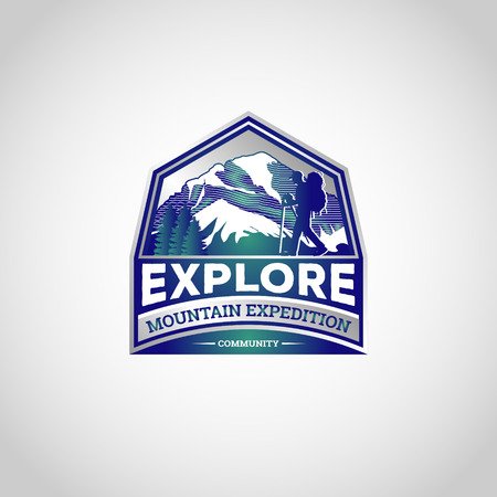 Mountain Explore Hiking Logo Symbol Badgeのイラスト素材