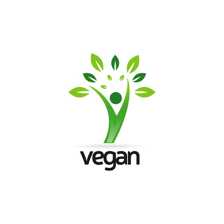 Simple Vegan Logo Design Symbolのイラスト素材