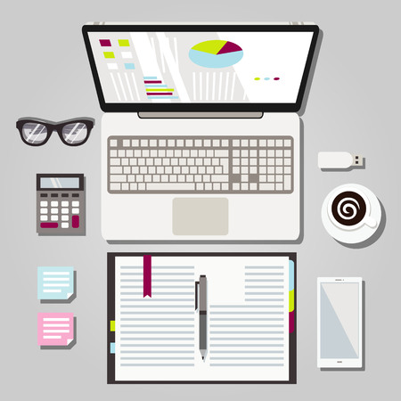Laptop Workspace Graphic Illustrationのイラスト素材