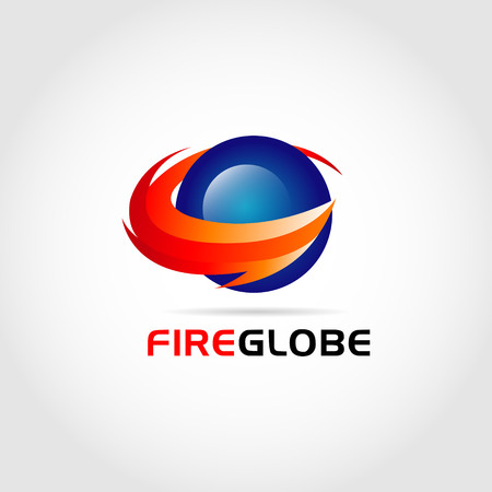 Fire Globe Logo Design Symbolのイラスト素材