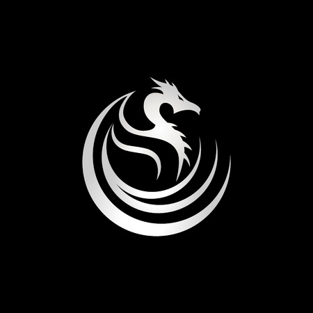 Silver Dragon Tribal Logo Sign Symbol Iconのイラスト素材