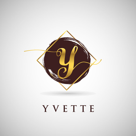 Simple Elegance Initial Letter Y Gold Logo Type Sign Symbol Iconのイラスト素材