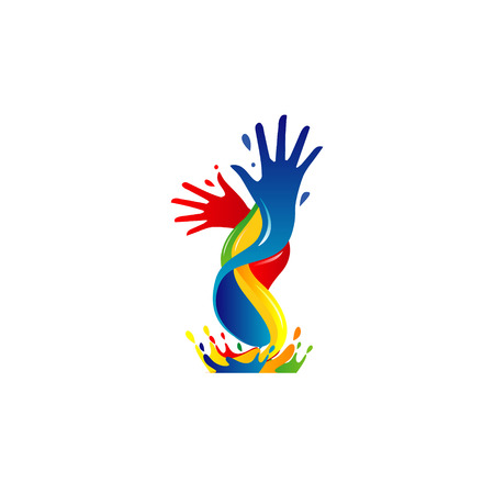 Hand Colorful Paint Logo Sign Symbol Illustrationのイラスト素材