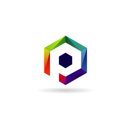 Colorful Hexagon Letter Type P Logo Sign Symbol Iconのイラスト素材