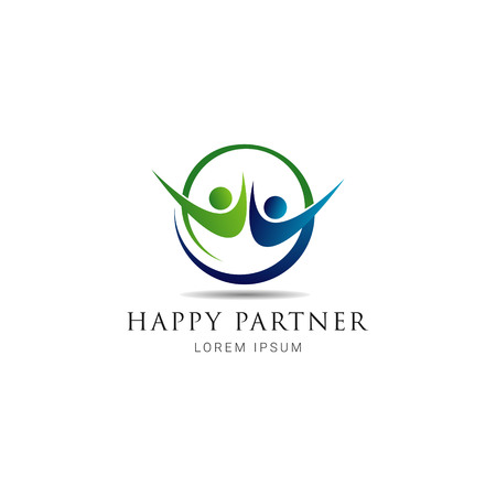 Simple Happy Partner Logo Sign Symbol Iconのイラスト素材