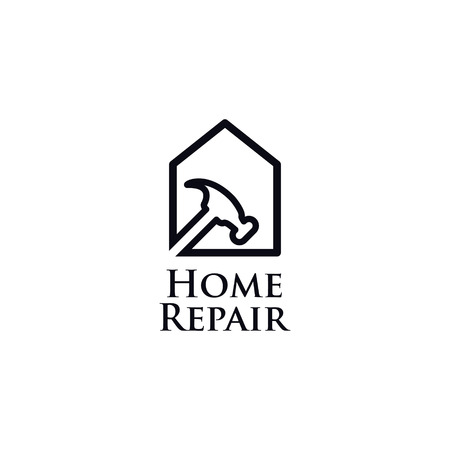 Home Repair Line Art Logo Icon Symbolのイラスト素材