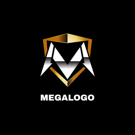 Shiny Gold Silver Letter M Logo Sign Symbol Iconのイラスト素材