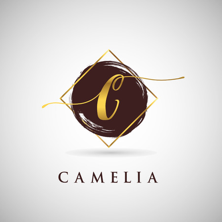 Simple Elegance Initial Letter C Gold Logo Type Sign Symbol Iconのイラスト素材