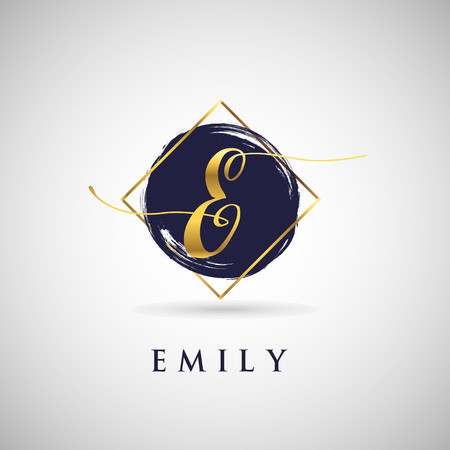 Simple Elegance Initial Letter E Gold Logo Type Sign Symbol Iconのイラスト素材