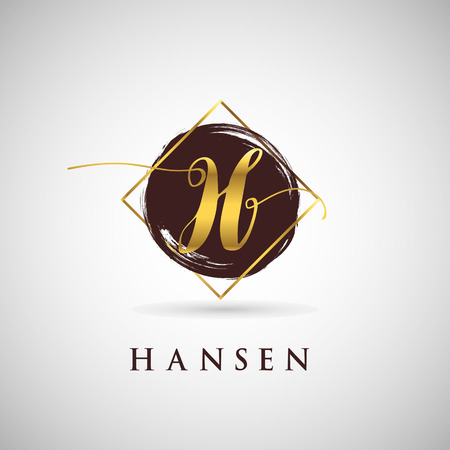 Simple Elegance Initial Letter H Gold Logo Type Sign Symbol Iconのイラスト素材