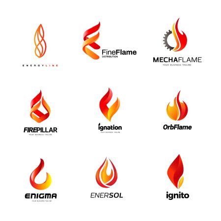 Various Fire Flame Logo Collectionのイラスト素材