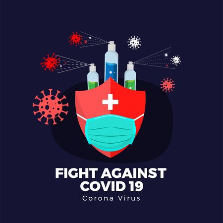 Fight Against Corona Virus Disease Sign Logo Symbol Illustrationのイラスト素材