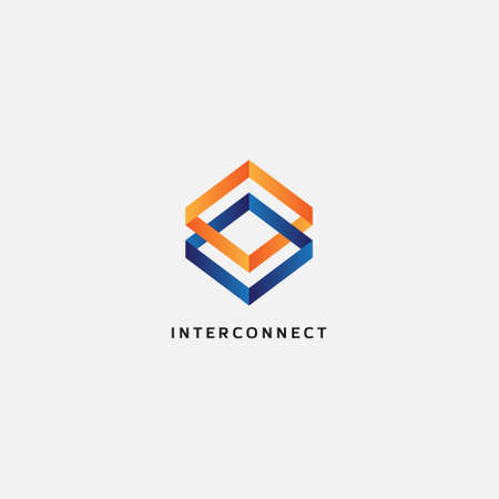 Abstract Interconnect Square Logo Design Templateのイラスト素材
