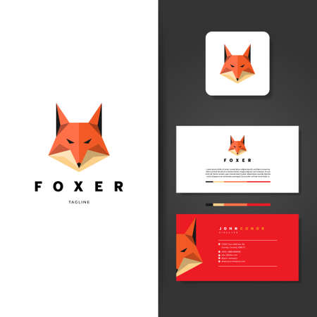 Simple Geometric Fox Logo Design Template Sign Symbol Iconのイラスト素材