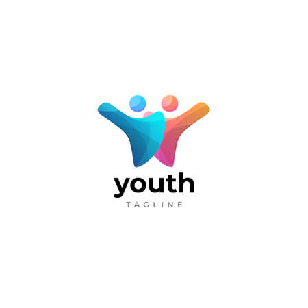 Abstract Youth Human Partner Logo Design Symbol Iconのイラスト素材