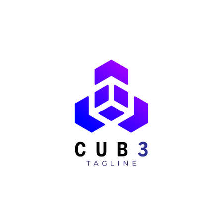 Geometric Technology Cube Logo Design Templateのイラスト素材