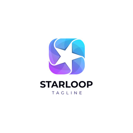 Trendy Star Looping Logo Design Templateのイラスト素材