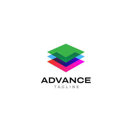Abstract Colorful Layer Square Logo Sign Symbol Iconのイラスト素材