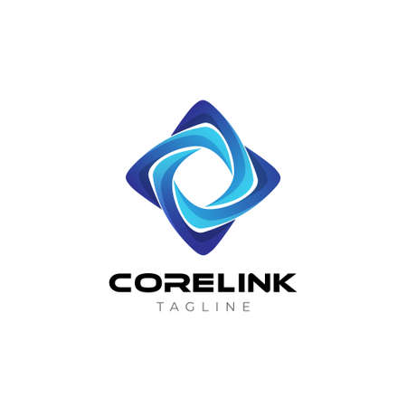 Simple Clean Blue Swirl Logo design Templateのイラスト素材