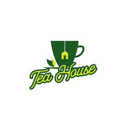 Green Tea House Logo Design Templateのイラスト素材