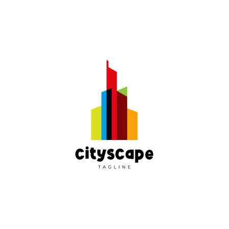 Colorful Transparent City Scape Logo Design Templateのイラスト素材