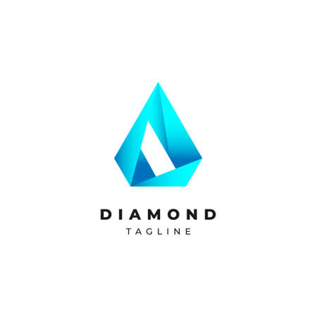 Abstract Blue Geometric Diamond Cut Shape Company Logo Design Templateのイラスト素材