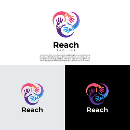 Colorful Social Hand Charity Logo Template Symbol Sign Iconのイラスト素材