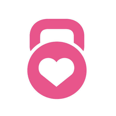 Kettlebell and Heart Symbol Vector Illustration. Available in resizable EPS vector format.のイラスト素材