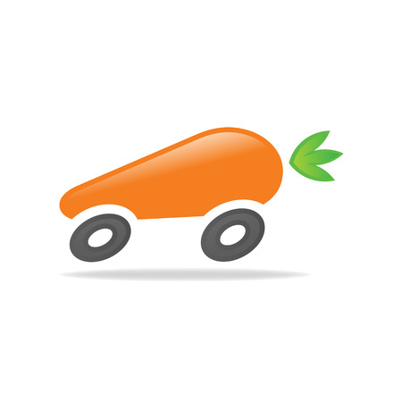 Carrot Car Vector Illustration. Unique Carrot Car Vector Logo isolated on White Background. Available in Editable EPS Vector Format.のイラスト素材