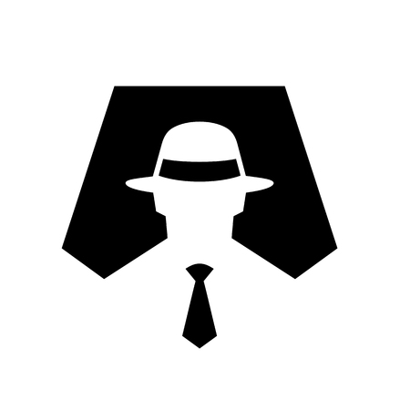 Spy Symbol Icon Illustration, Anonymous, Secret Agent, Hacker, Mysterious, Incognito Sign Vector Illustrationのイラスト素材
