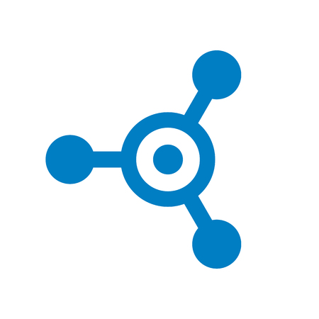 Connection and Letter O Vector Logo Design, Tech, Molecule, Hub, Blue Technology Icon Conceptのイラスト素材