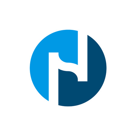 Initial Letter N, Logo N and Blue Circle Shape, Vector Icon Designのイラスト素材