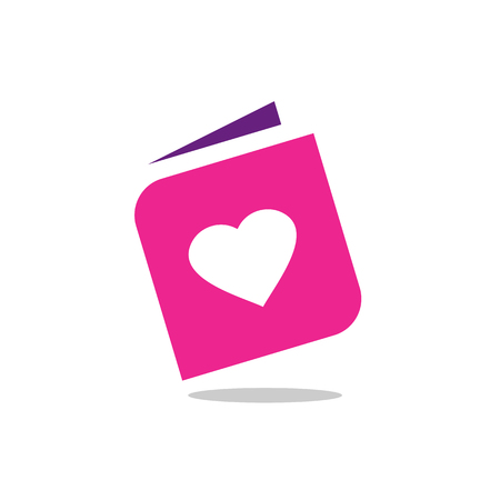 Pink Book And Heart Shape Love Symbol, Logo Design, Icon Concept, Vector Illustrationのイラスト素材