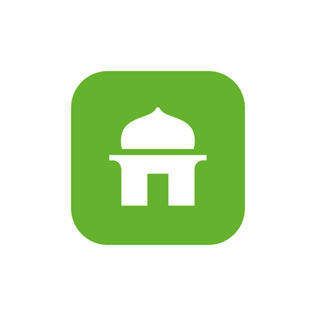 Islamic Mosque and Green Square Shape, Mushola Icon Design, Vector Illustrationのイラスト素材