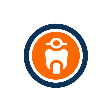 Scooter Bike, Motorcyle and Circle Shape, Vector Logo Design, Icon Conceptのイラスト素材