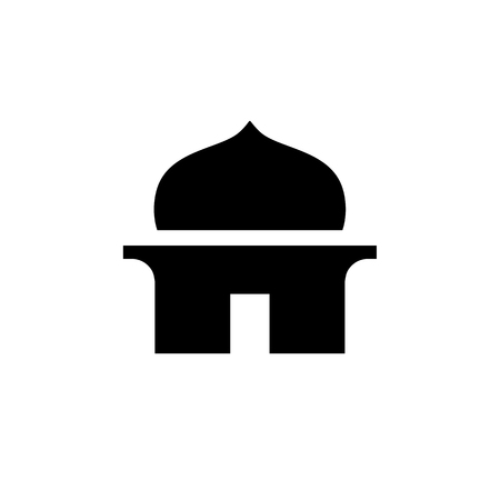 Cute and Simple Mosque Symbol, Black Color Islamic Mosque Silhouette, Vector Icon Designのイラスト素材