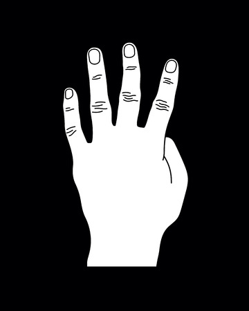 White Number Four Hand Gesture, Vector Sillhouetteのイラスト素材