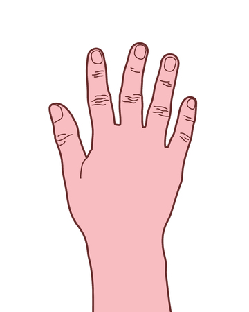 Cartoon Style Number Five Hand Gesture, Vector Illustrationのイラスト素材