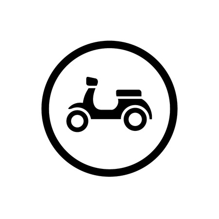 Scooter and Outline Circle Icon, Isolated on White Backgroundのイラスト素材