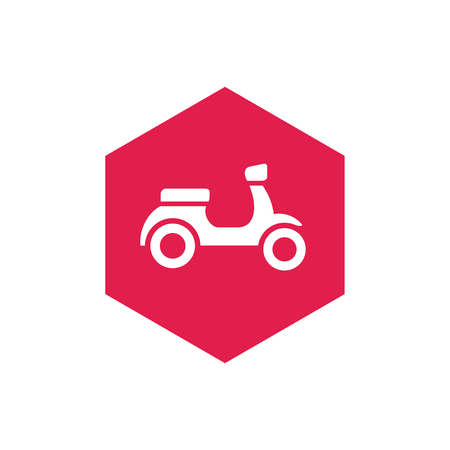 Motorcycle or Scooter Bike and Hexagon Shape Icon, Vector Illustrationのイラスト素材