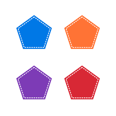 Set of Colorful Stitched Pentagon Shapeのイラスト素材