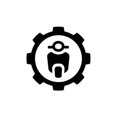 Motorcycle Combined With Gear Symbol, Vector Logo Design, Simple Icon Illustrationのイラスト素材