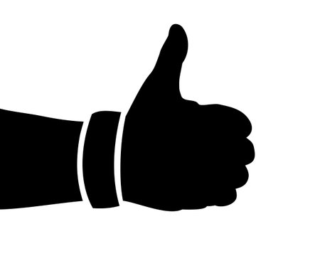 Black Hand Silhouette, Thumbs Up, Vector Illustrationのイラスト素材
